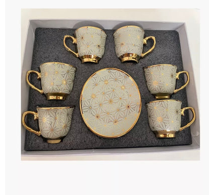 Floral Print Porcelain Cup and Saucer Set