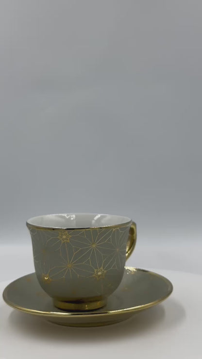 Floral Print Porcelain Cup and Saucer Set